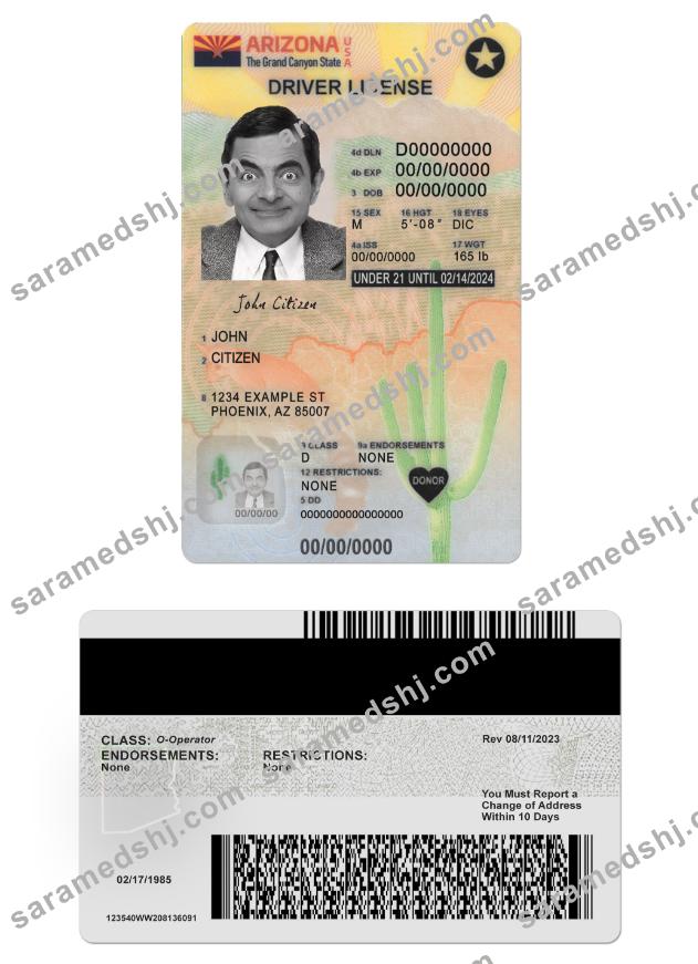 USA Arizona driving license under 21 version 2
